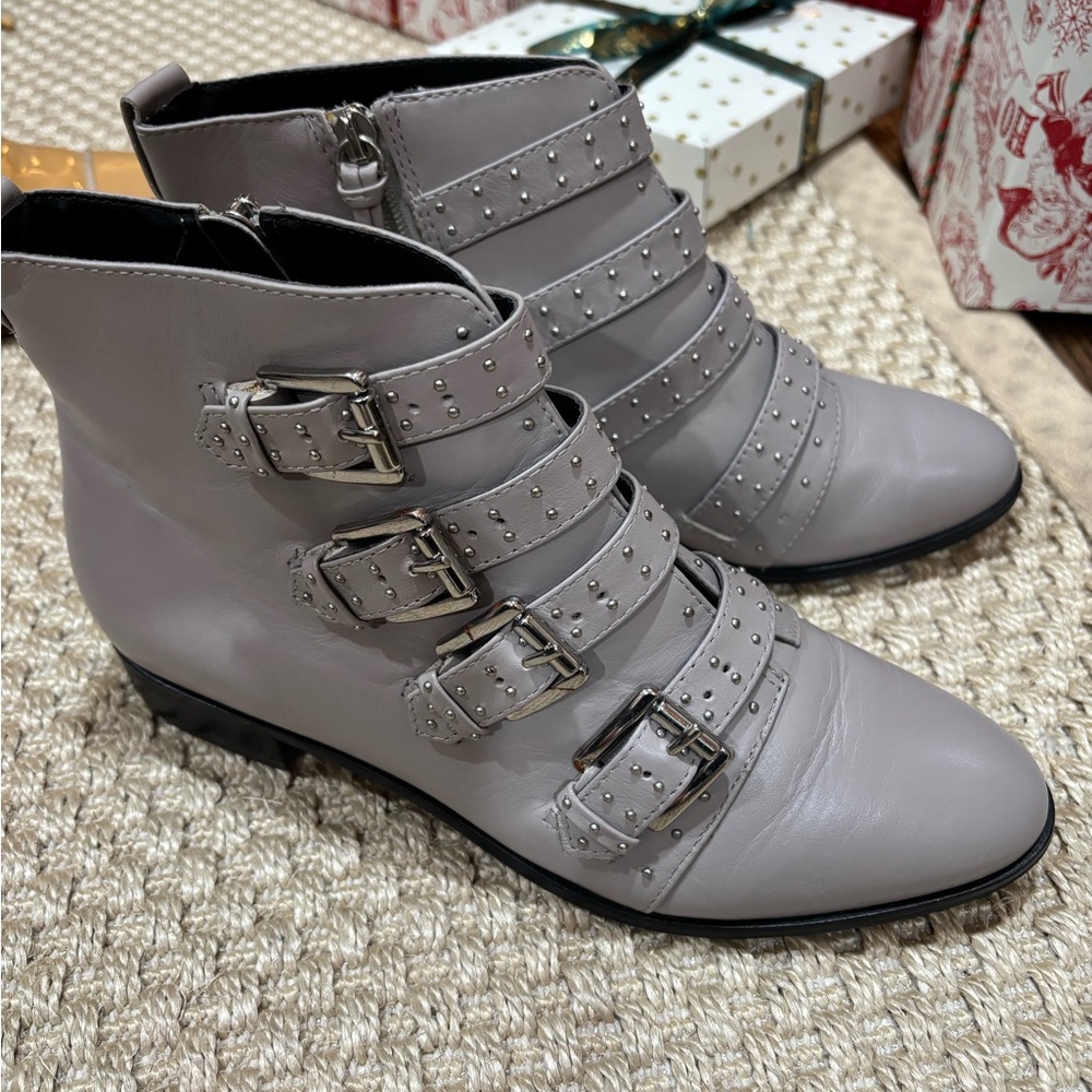 Rebecca Minkoff Silver Buckle Ankle Boots